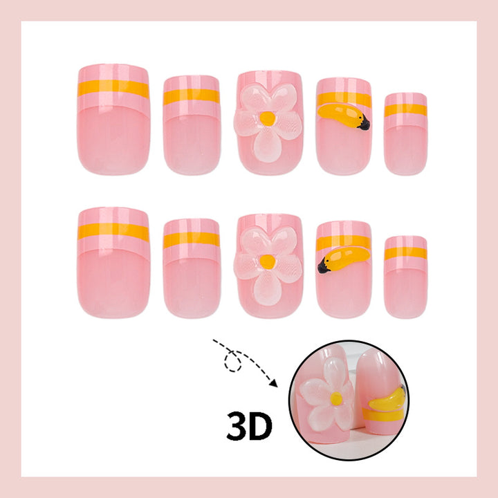 Artificial nail set with playful flower and fruit motifs Bowlift