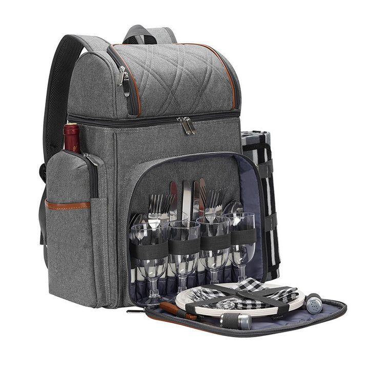 Gourmet Picnic Backpack with Dishware and Cooling Compartment Bowlift