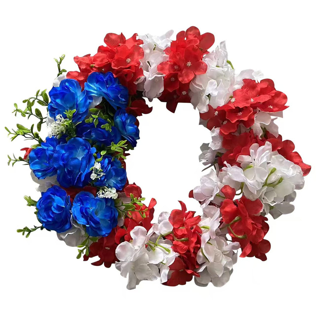 Unisex nan patriotic artificial floral door wreath with mixed peony and hydrangea clusters Bowlift