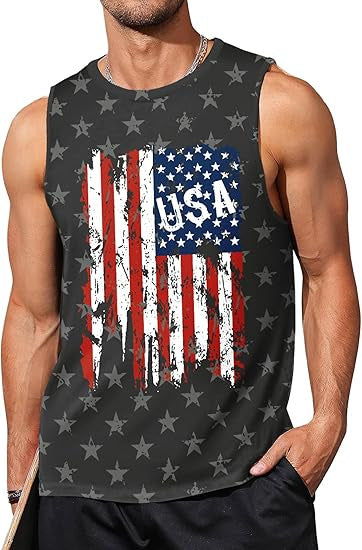 Men's nan patriotic graphic sleeveless muscle tank top with eagle print Bowlift