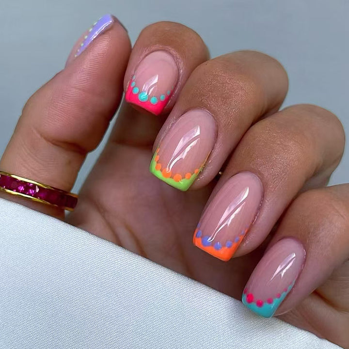 Colorful Dot Design Nail Art Bowlift