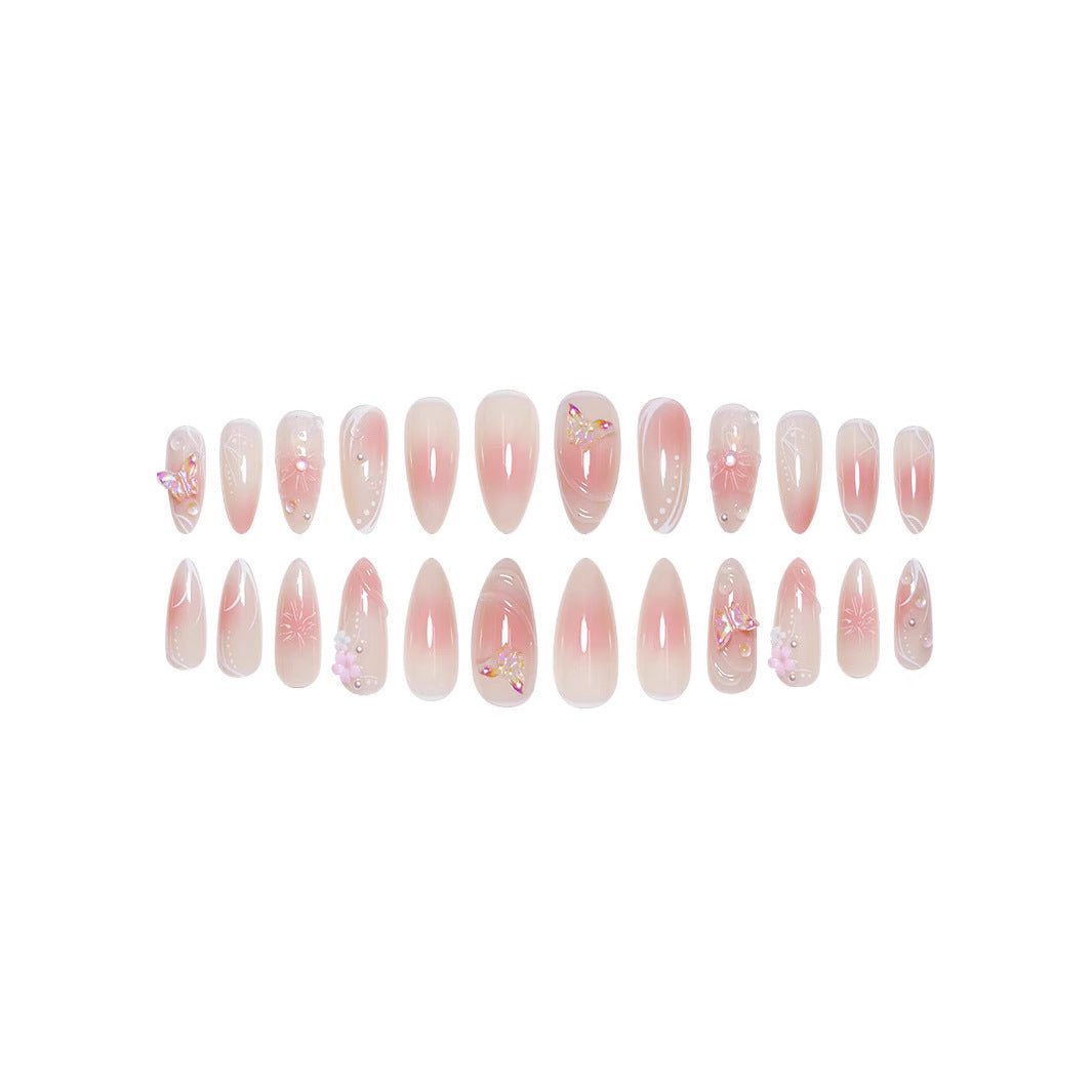 Decorative Floral Stiletto Nail Enhancements Bowlift