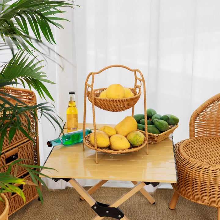 Two-Tiered Woven Fruit Display Stand Bowlift