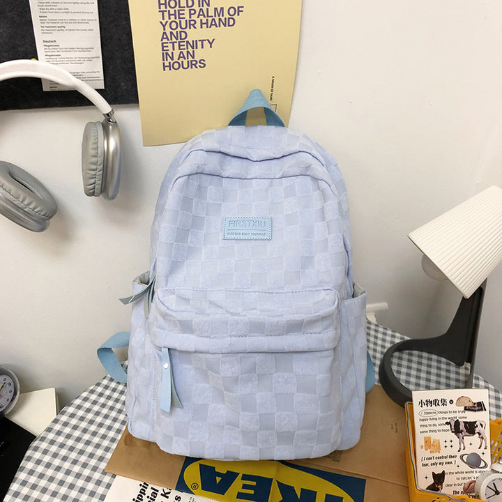 Checkered Textured School Backpack Bowlift