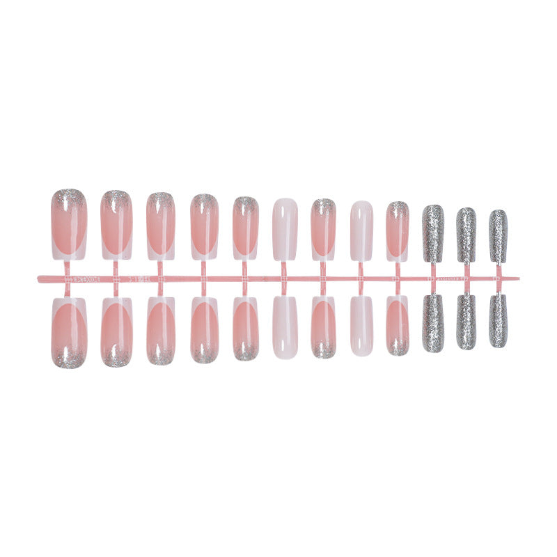 Elegant Press-On Nail Set with Glittering Tips Bowlift