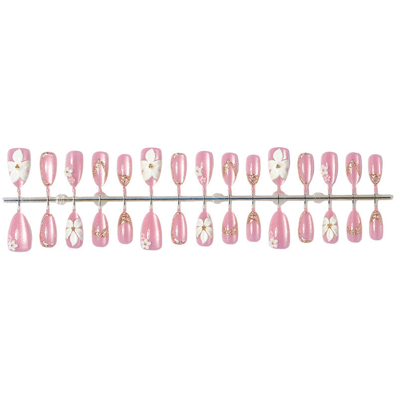 Elegant Floral Design Press-On Nail Set Bowlift