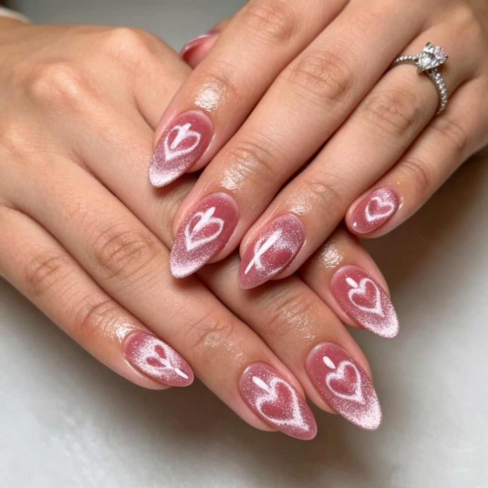 Decorative Heart Design Press-On Nails Bowlift