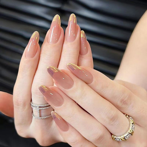 Nail art with elegant gradient and metallic accents Bowlift