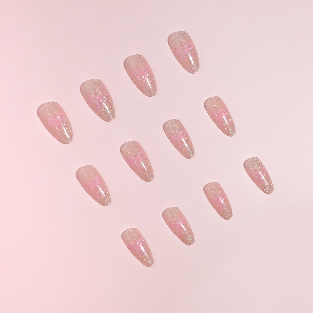 DIY Gradient Glitter Press-On Nails Bowlift
