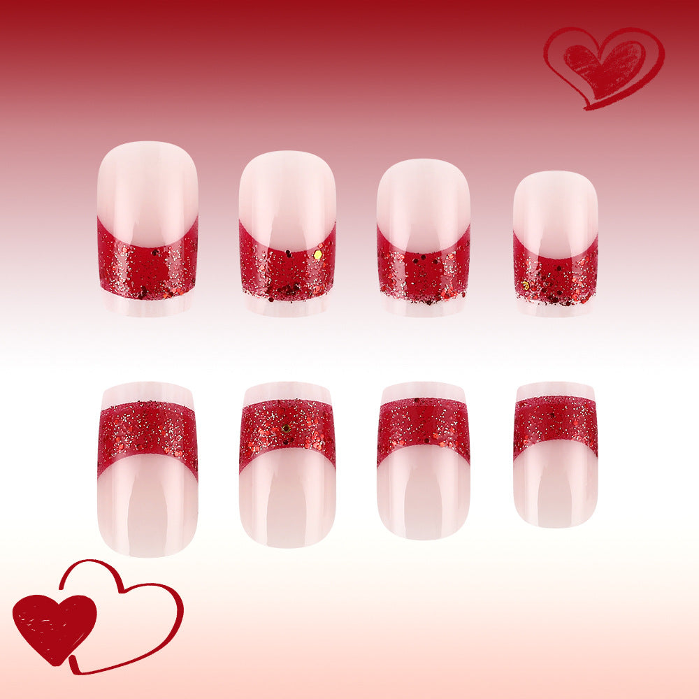 Romantic Glittery Press-On Nail Art Set Bowlift