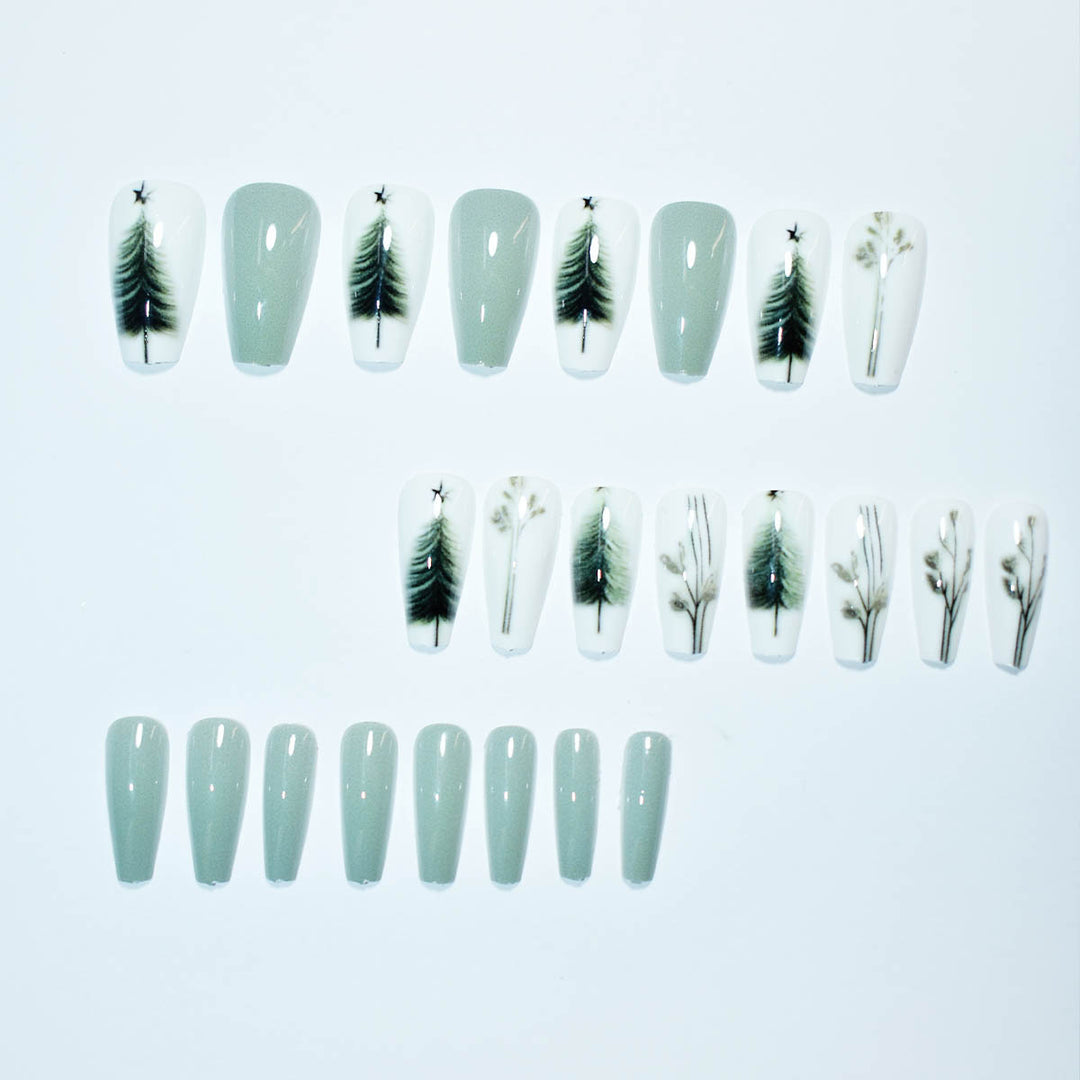 Artistic Botanical Press-On Nail Art Bowlift