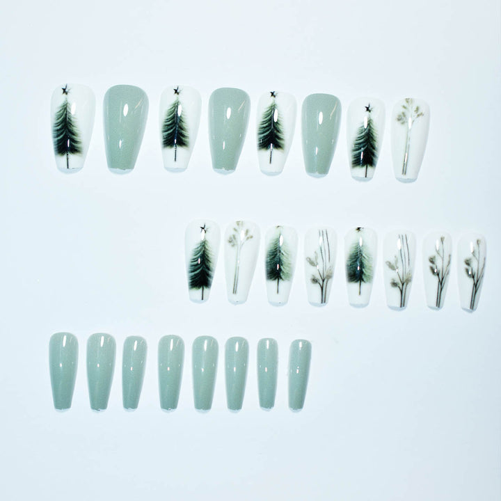 Artistic Botanical Press-On Nail Art Bowlift