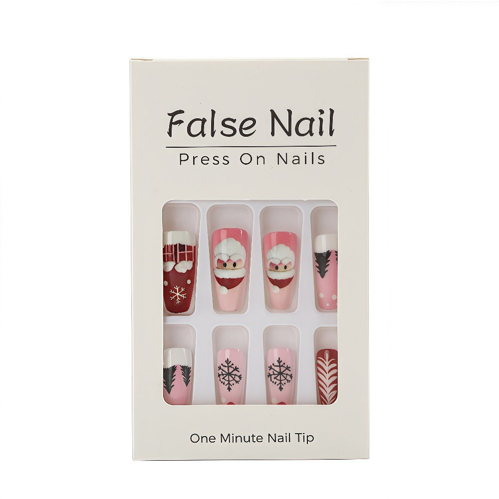 Christmas Art Nails Set with Creative Designs Bowlift