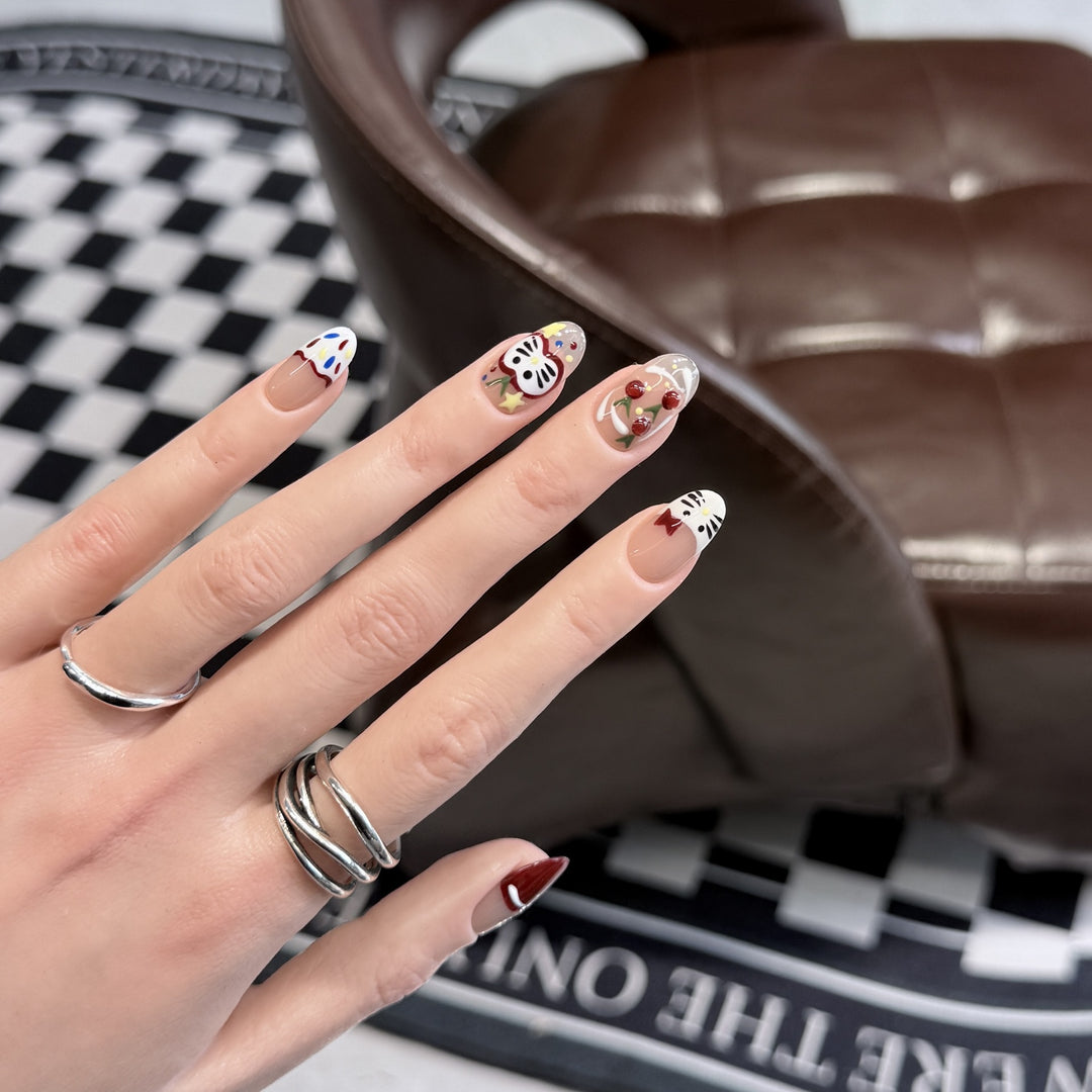 Artistic Character-Themed Press-On Nail Art Set Bowlift