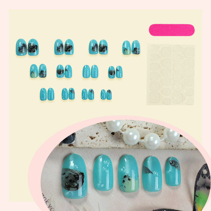 Artistic Cat Design Press-On Nails Bowlift
