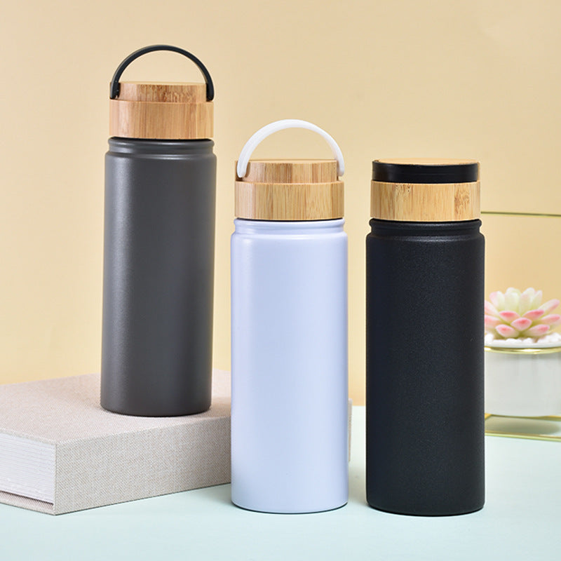 Ladies stylish and versatile stainless steel drinking bottle with bamboo lid Bowlift