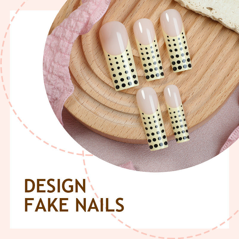 Artificial nail set with elegant dots and glitter accents Bowlift