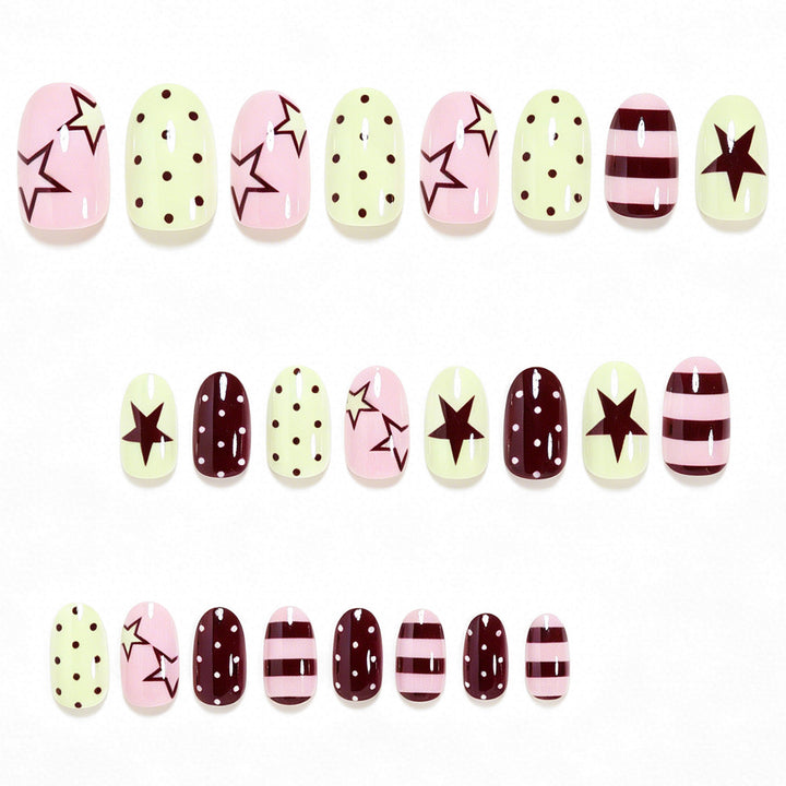 Artistic Star Pattern Press-On Nail Set Bowlift