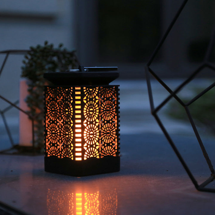 Solar Powered Decorative Metal Lantern With Flickering LED Flame Effect Bowlift