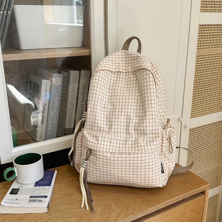 Minimalist Checked Drawstring Backpack