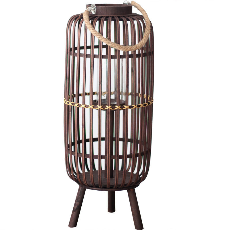 Stylish lantern made of rattan with wooden frame Bowlift