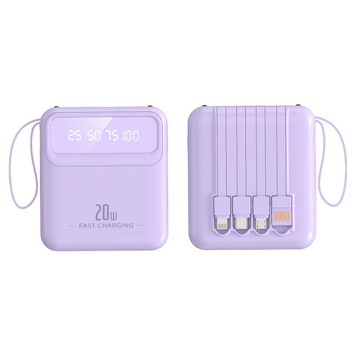 Portable power bank with integrated charging cables and digital capacity display Bowlift