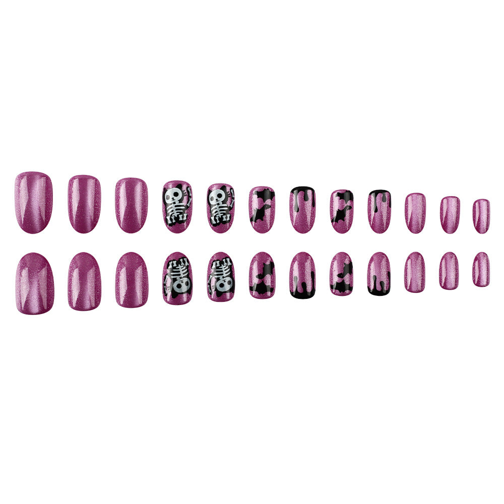 Artistic Halloween-Themed Press-On Nail Art Bowlift