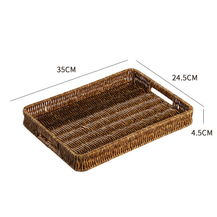 Handcrafted Rectangular Wicker Serving Tray Bowlift