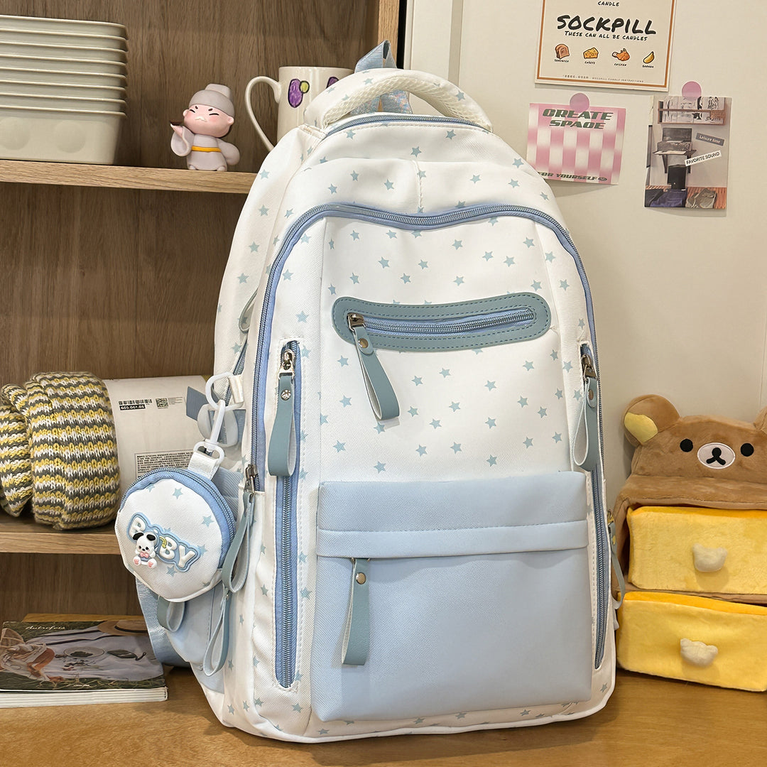 Backpack with Charming Star Applications and Practical Compartments Bowlift