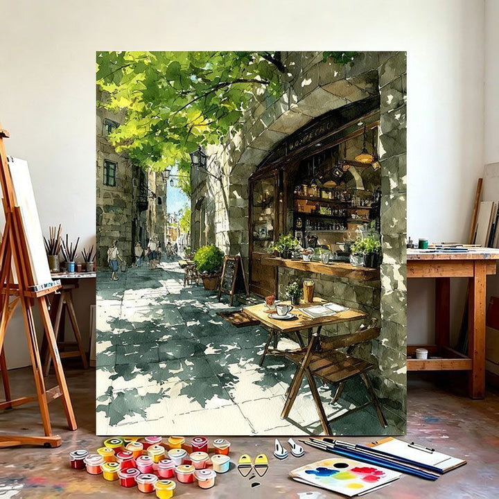 Urban Café Scene Canvas Art Print Bowlift