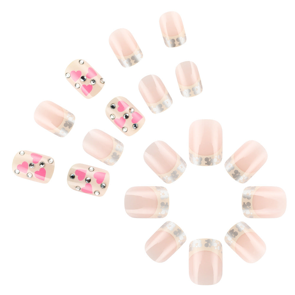 Heart-Embellished Press-On Nail Art Bowlift
