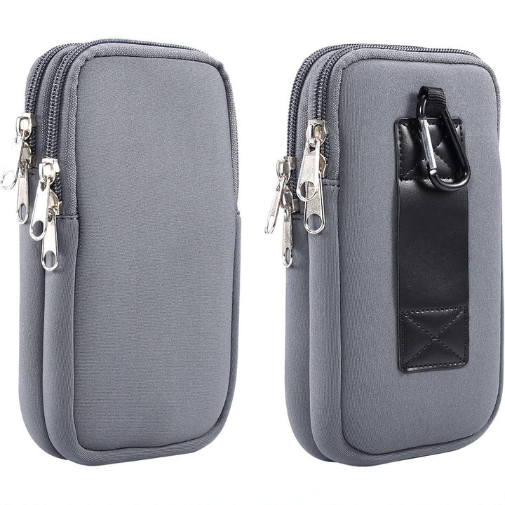 Protective Neoprene Phone Belt Pouch with Double Zip and Carabiner Bowlift