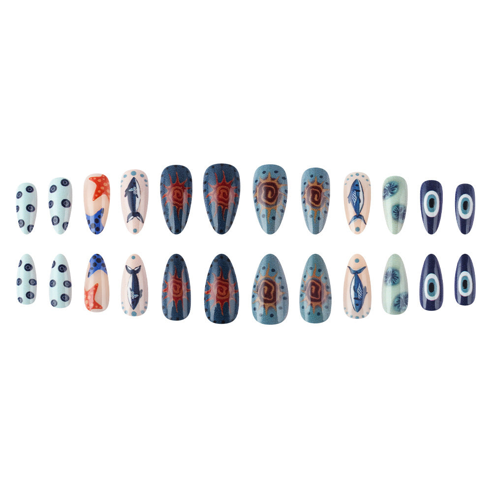 Ocean-Inspired Artistic Press-On Nails Bowlift
