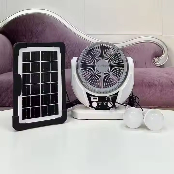 Women's portable solar-powered fan with integrated LED lighting Bowlift