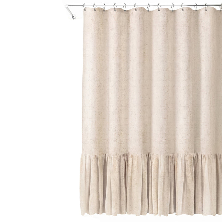 Ruffled Textured Shower Curtain Bowlift