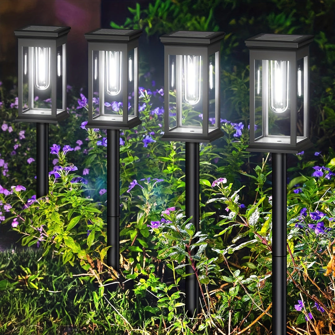 LED Garden Stake Lantern With Frosted Acrylic Panel And Weatherproof Metal Frame Bowlift