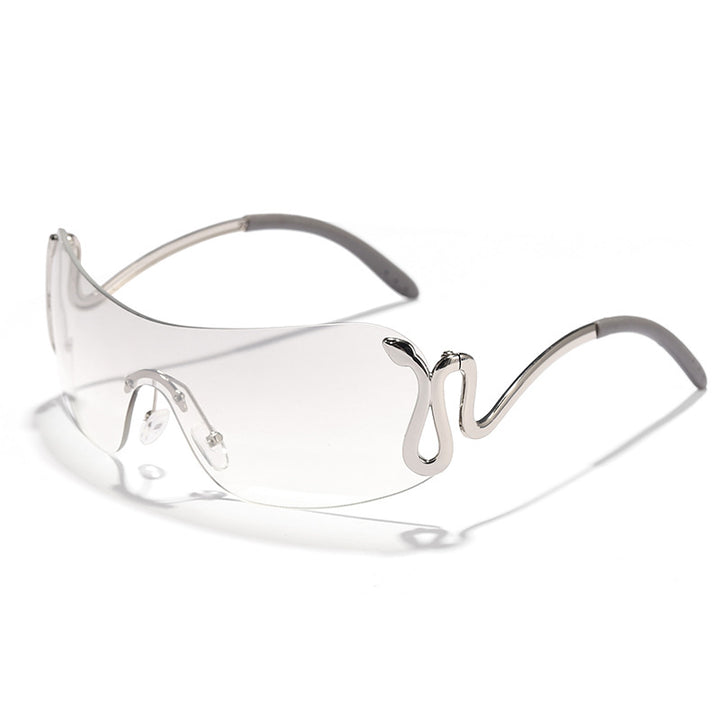 Women's fashionable futuristic sunglasses with curved frame Bowlift