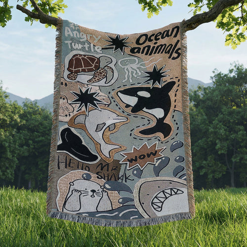 Fun Ocean-Themed Throw Blanket