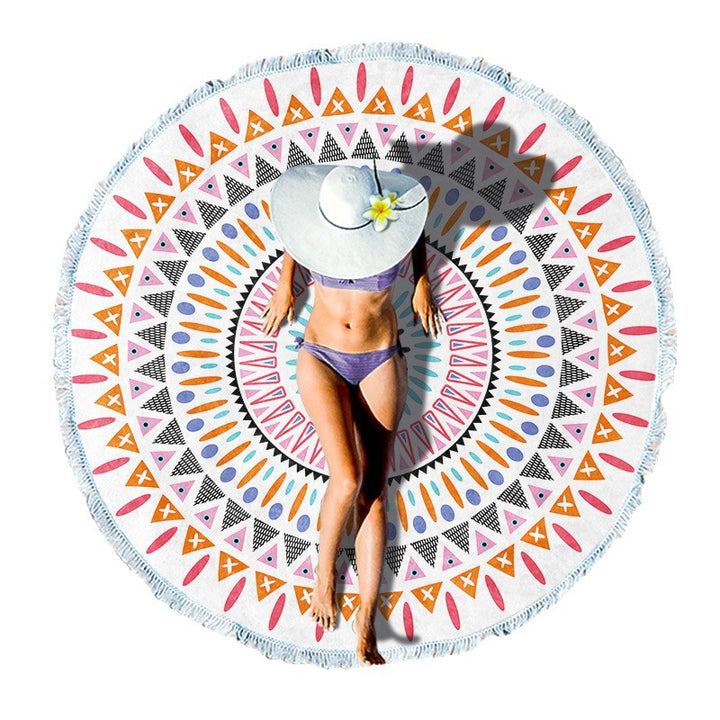 Round beach towel with artistic lotus motif Bowlift