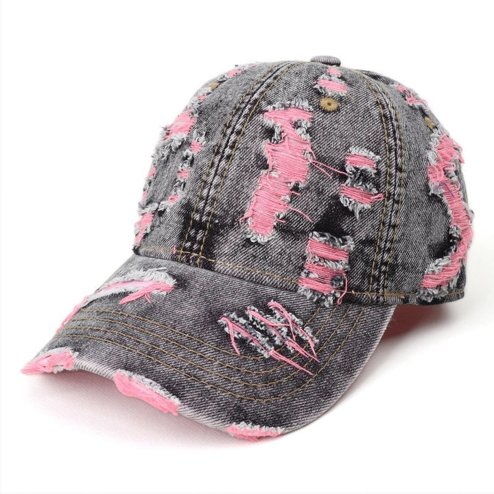 Women's Distressed Denim Baseball Cap Bowlift
