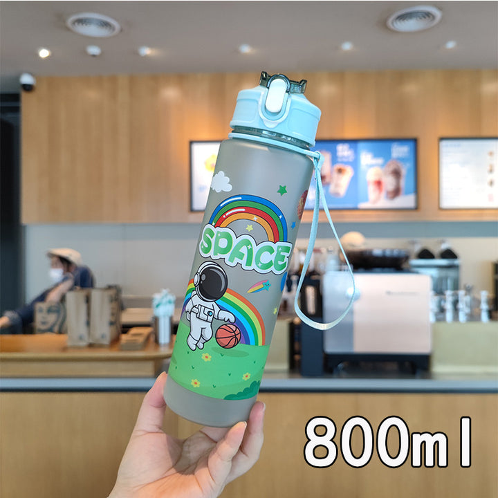 Women's water bottle in space design with practical carrying strap Bowlift
