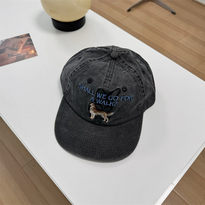 Unisex Funny Embroidered Dog-Themed Cap Bowlift