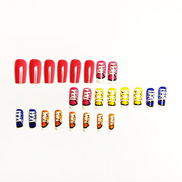Creative art nails in colorful sneaker design Bowlift