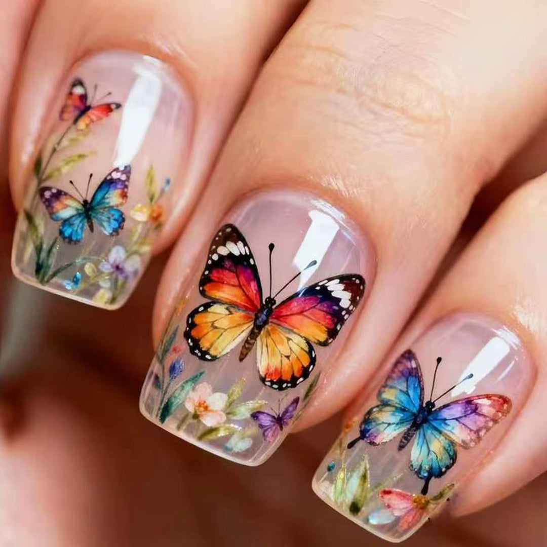 Creative Art Nails with Colorful Butterfly Design Bowlift