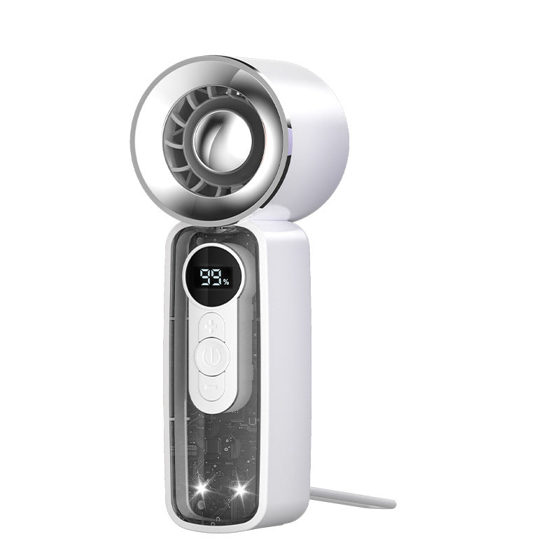 Unisex Portable Mini Dual Fan with LED Display and USB Charging Bowlift