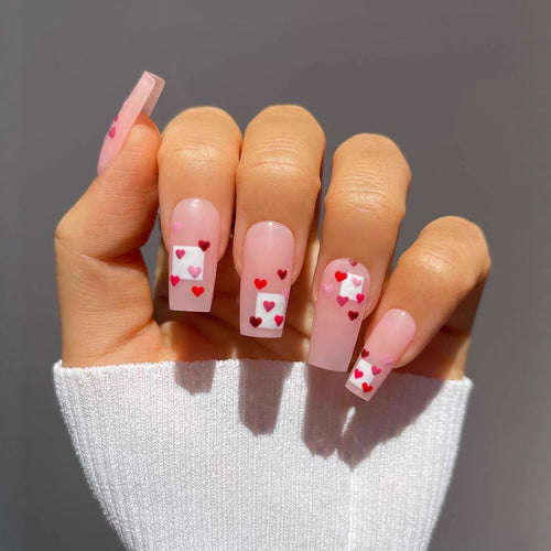 Artistic Nail Extensions with Heart Design Bowlift