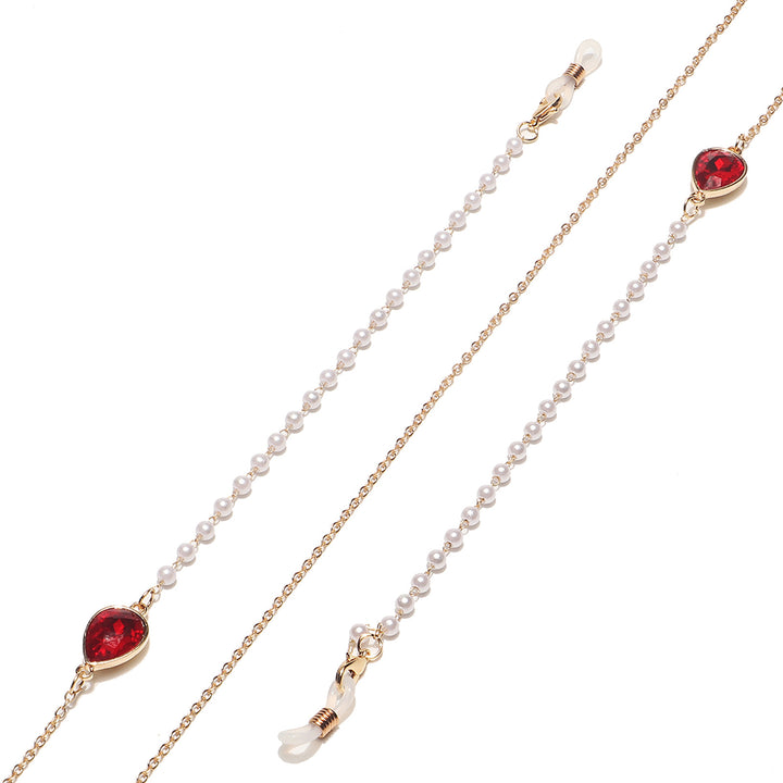 Elegant Pearl and Crystal Eyewear Chain Bowlift