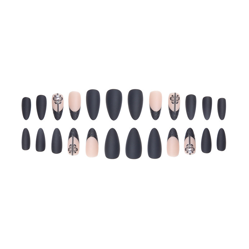 Floral Design Matte Long Stiletto Nails Bowlift