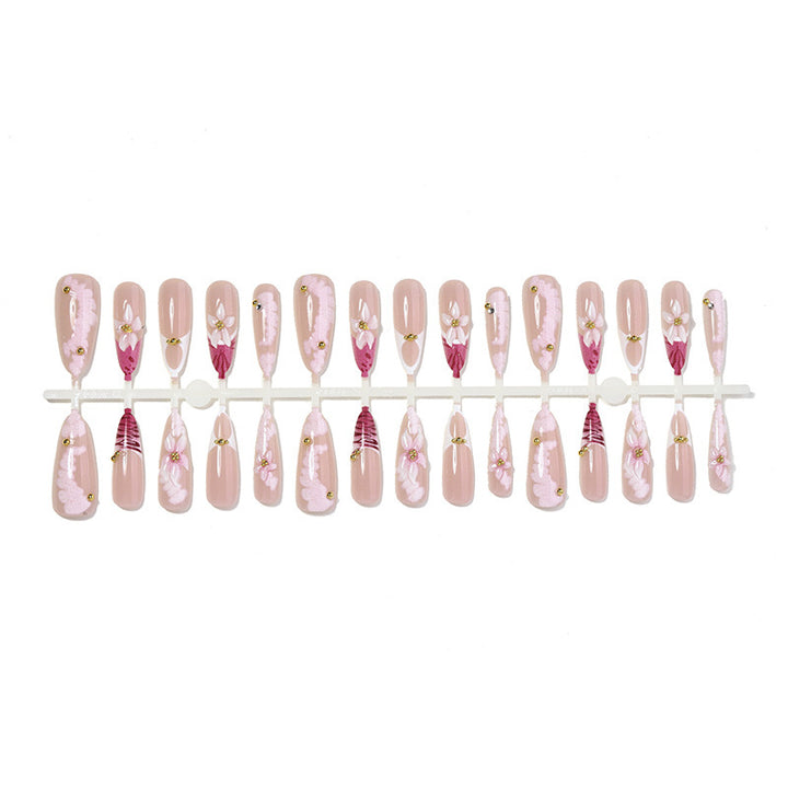 Artificial nail set with floral and elegant design elements Bowlift