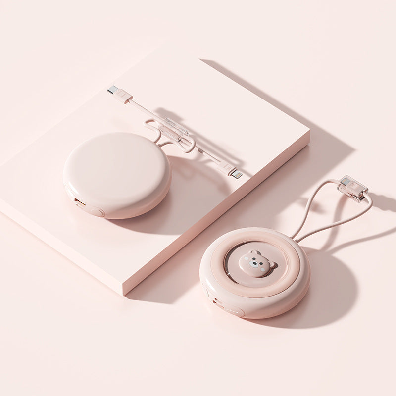 Compact power bank with integrated charging cable and stylish design Bowlift